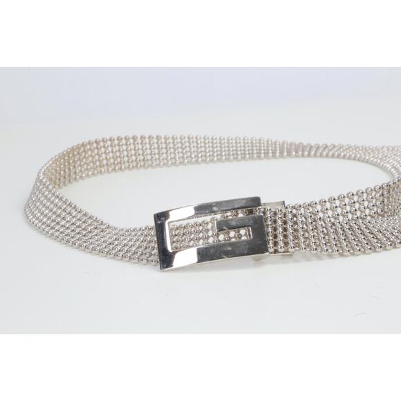 Vintage Silver Ball Chain Belt Metallic Mesh Y2K Boho Statement Size M main image 4